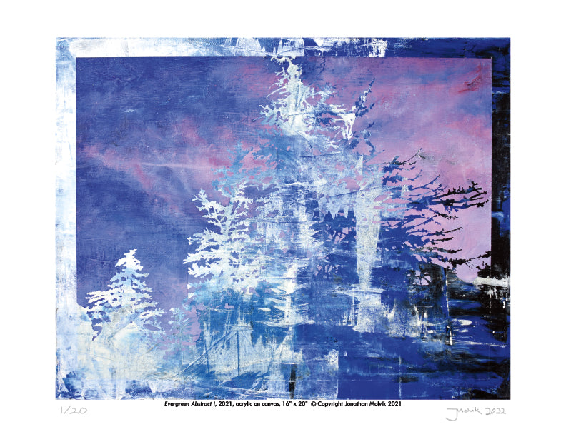 Evergreen Abstract I - Limited Edition Signed Print 8.5